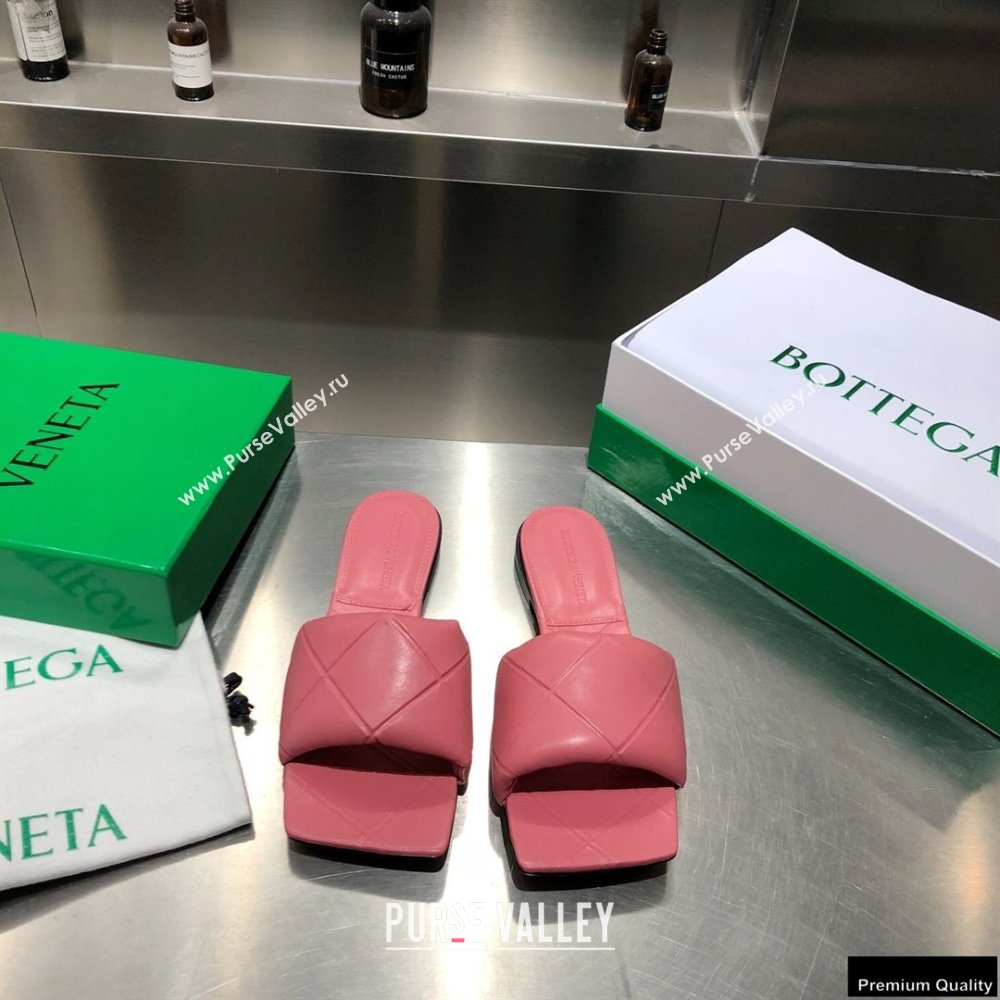 Bottega Veneta Square Sole Quilted The Rubber Lido Flat Slides Sandals Pink 2021 (modeng-21010473)