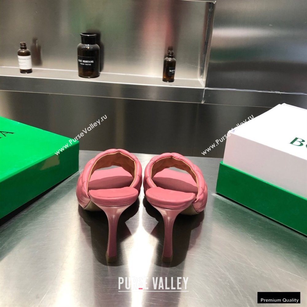 Bottega Veneta Heel 8cm Square Sole Quilted Padded Mules Sandals Pink 2021 (modeng-21010418)