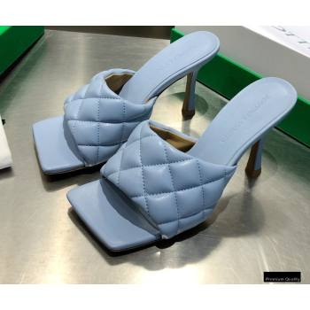 Bottega Veneta Heel 8cm Square Sole Quilted Padded Mules Sandals Baby Blue 2021 (modeng-21010420)