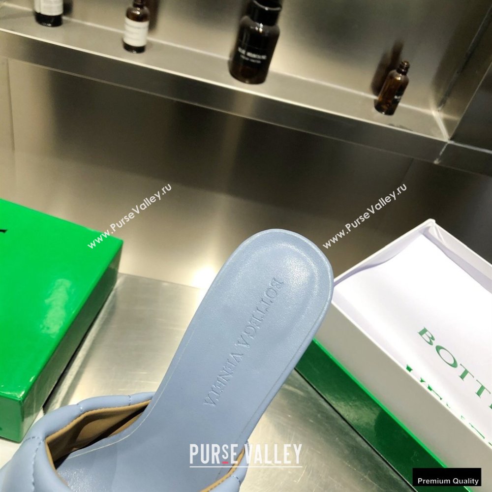 Bottega Veneta Heel 8cm Square Sole Quilted Padded Mules Sandals Baby Blue 2021 (modeng-21010420)