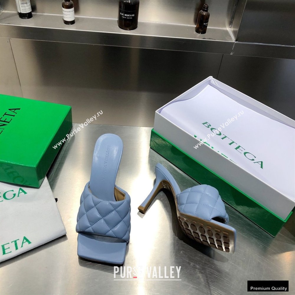 Bottega Veneta Heel 8cm Square Sole Quilted Padded Mules Sandals Baby Blue 2021 (modeng-21010420)