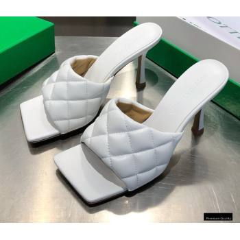 Bottega Veneta Heel 8cm Square Sole Quilted Padded Mules Sandals White 2021 (modeng-21010414)