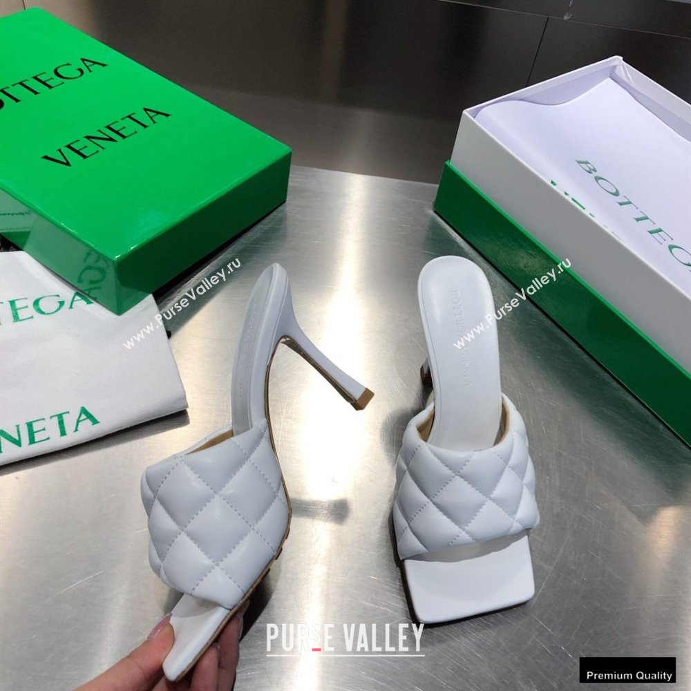 Bottega Veneta Heel 8cm Square Sole Quilted Padded Mules Sandals White 2021 (modeng-21010414)