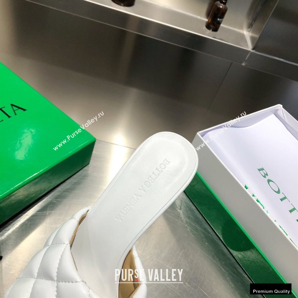 Bottega Veneta Heel 8cm Square Sole Quilted Padded Mules Sandals White 2021 (modeng-21010414)