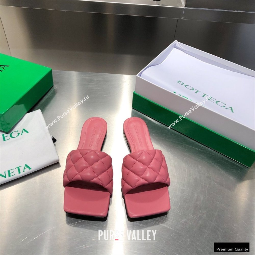 Bottega Veneta Square Sole Quilted Padded Flat Slides Sandals Pink 2021 (modeng-21010436)