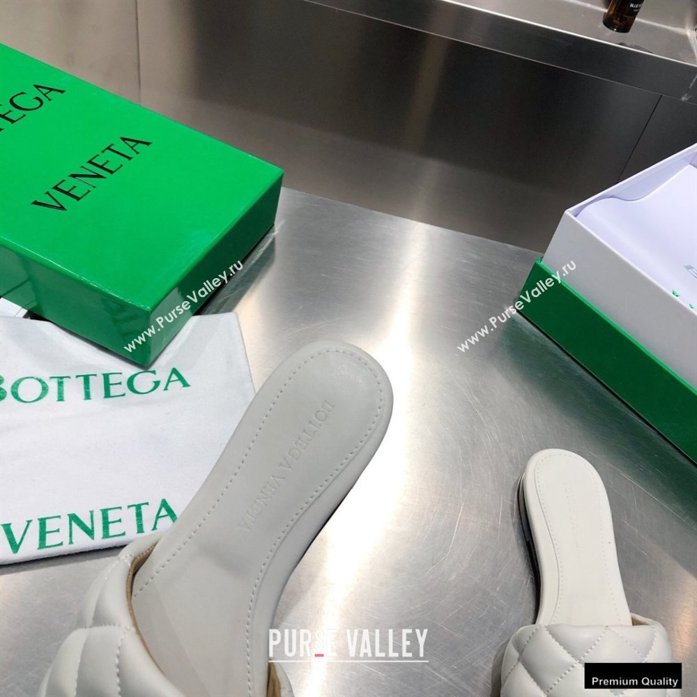 Bottega Veneta Square Sole Quilted Padded Flat Slides Sandals Creamy 2021 (modeng-21010433)