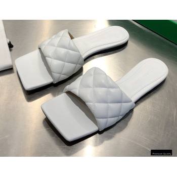 Bottega Veneta Square Sole Quilted Padded Flat Slides Sandals White 2021 (modeng-21010432)