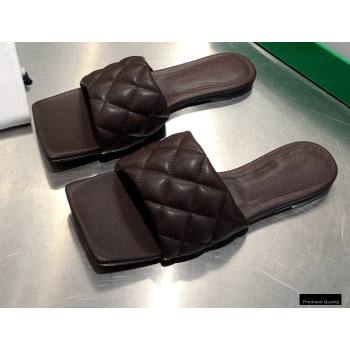 Bottega Veneta Square Sole Quilted Padded Flat Slides Sandals Coffee 2021 (modeng-21010448)