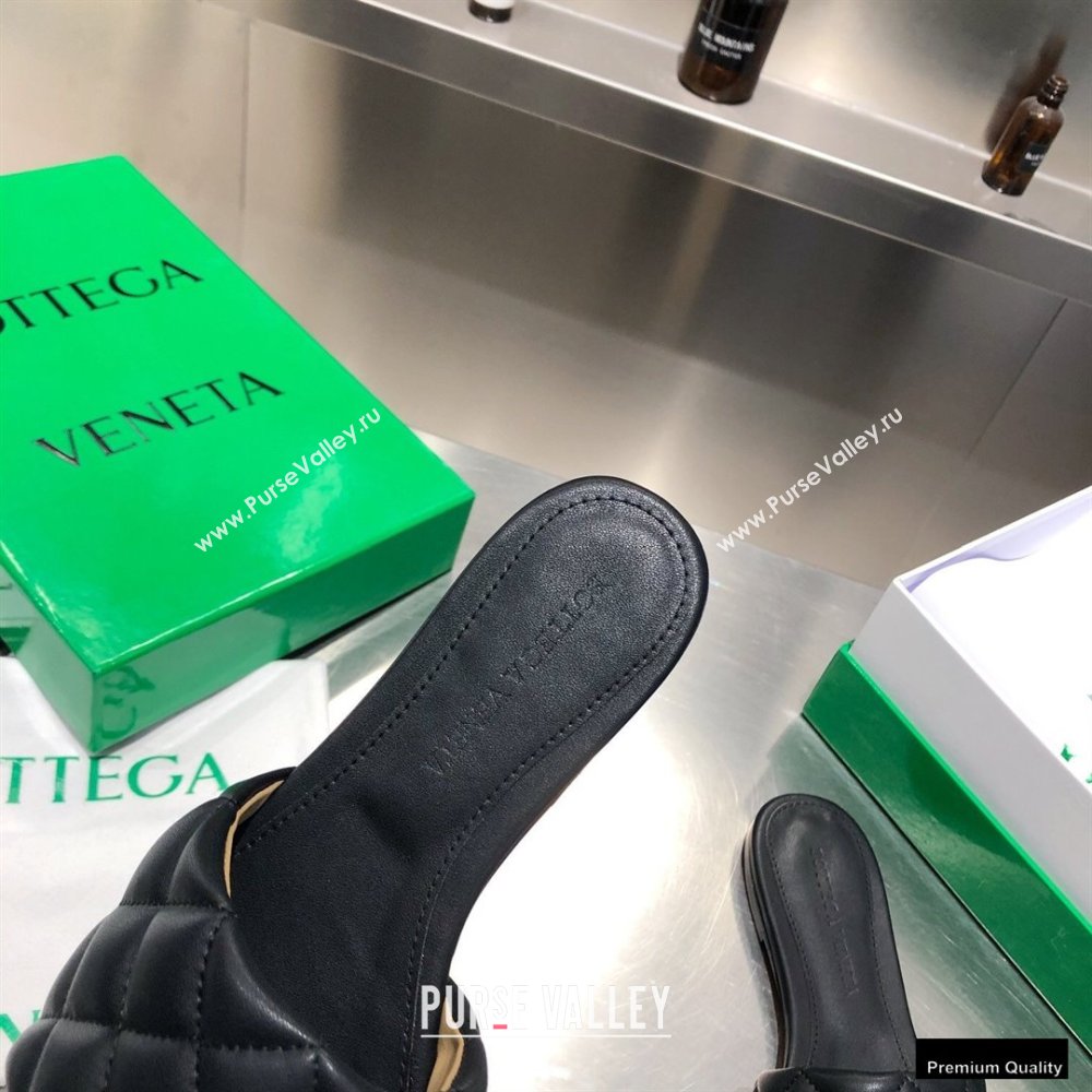 Bottega Veneta Square Sole Quilted Padded Flat Slides Sandals Black 2021 (modeng-21010431)