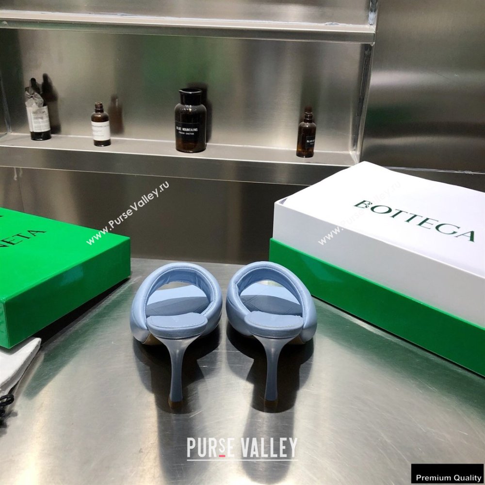 Bottega Veneta Heel 9cm Square Sole Quilted The Rubber Lido Mules Sandals Baby Blue 2021 (modeng-21010457)