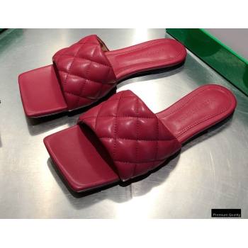Bottega Veneta Square Sole Quilted Padded Flat Slides Sandals Dark Red 2021 (modeng-21010445)