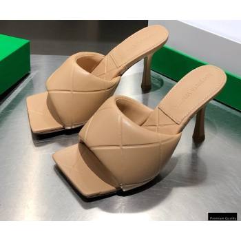Bottega Veneta Heel 9cm Square Sole Quilted The Rubber Lido Mules Sandals Beige 2021 (modeng-21010453)