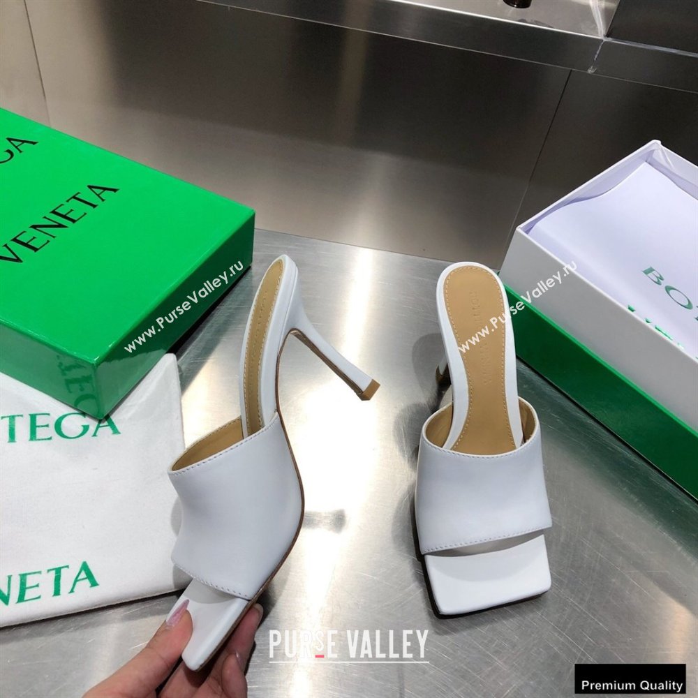 Bottega Veneta Heel 9cm Square Sole Stretch Mules Sandals White 2021 (modeng-20122503)