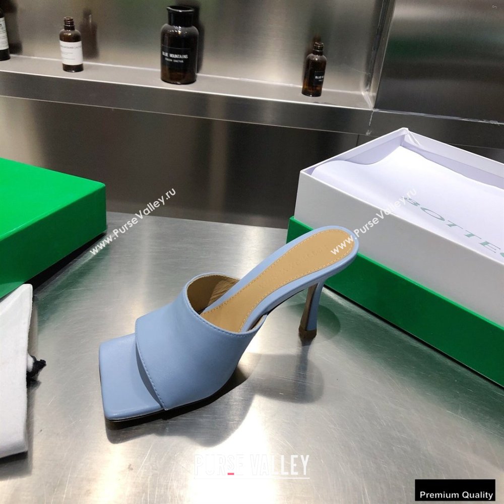 Bottega Veneta Heel 9cm Square Sole Stretch Mules Sandals Baby Blue 2021 (modeng-21010401)
