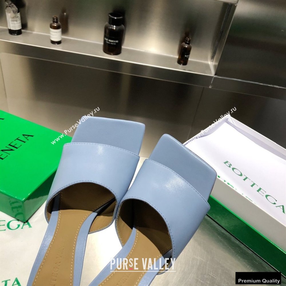 Bottega Veneta Heel 9cm Square Sole Stretch Mules Sandals Baby Blue 2021 (modeng-21010401)