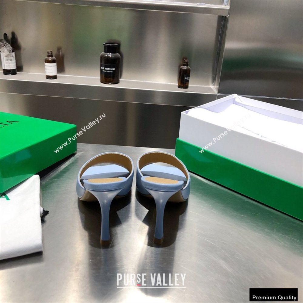 Bottega Veneta Heel 9cm Square Sole Stretch Mules Sandals Baby Blue 2021 (modeng-21010401)