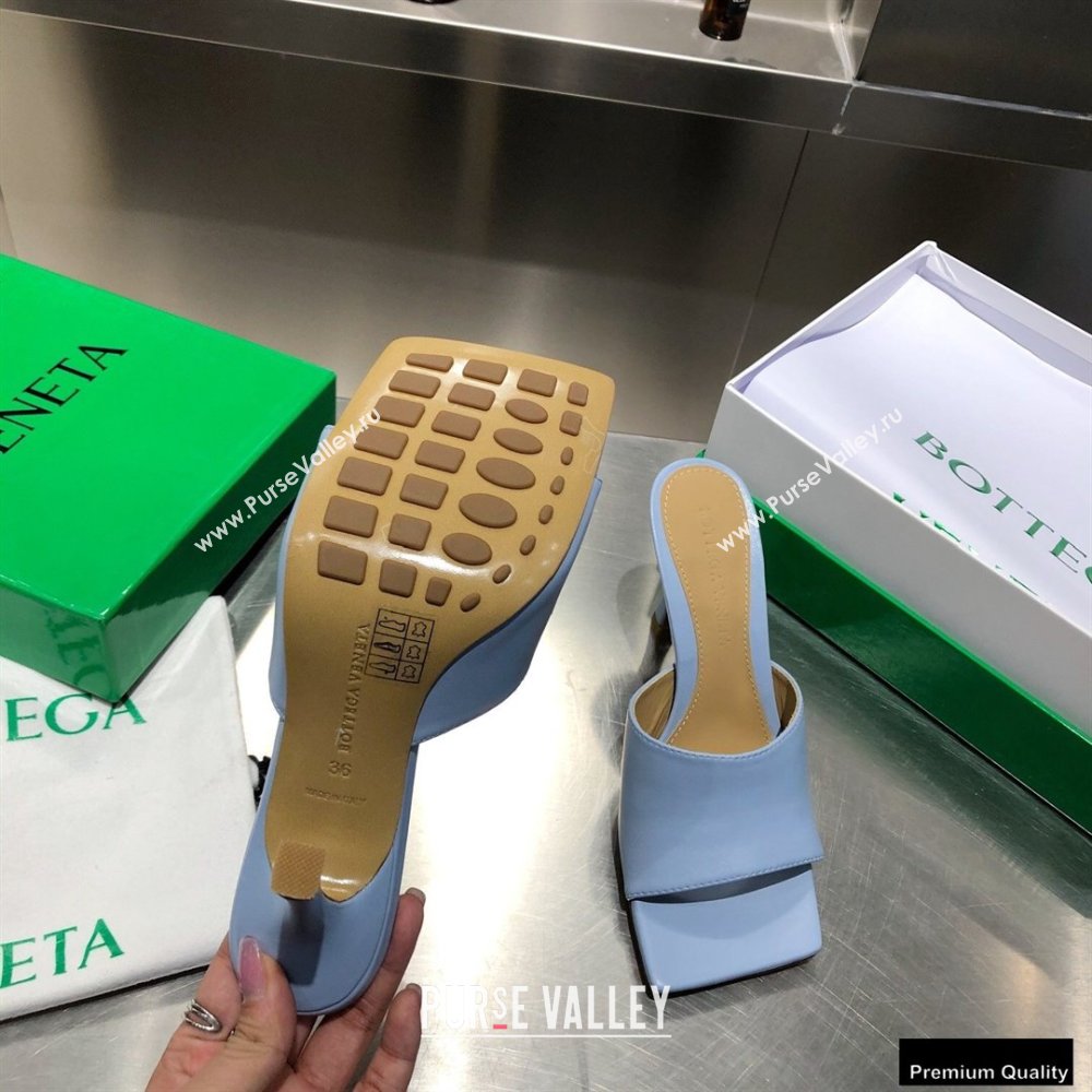 Bottega Veneta Heel 9cm Square Sole Stretch Mules Sandals Baby Blue 2021 (modeng-21010401)