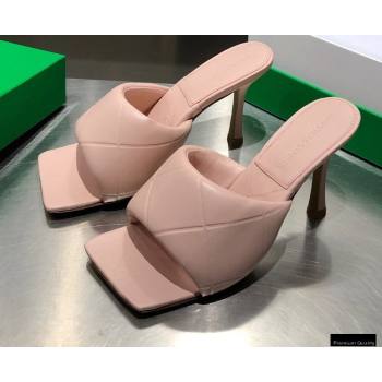 Bottega Veneta Heel 9cm Square Sole Quilted The Rubber Lido Mules Sandals Nude Pink 2021 (modeng-21010465)