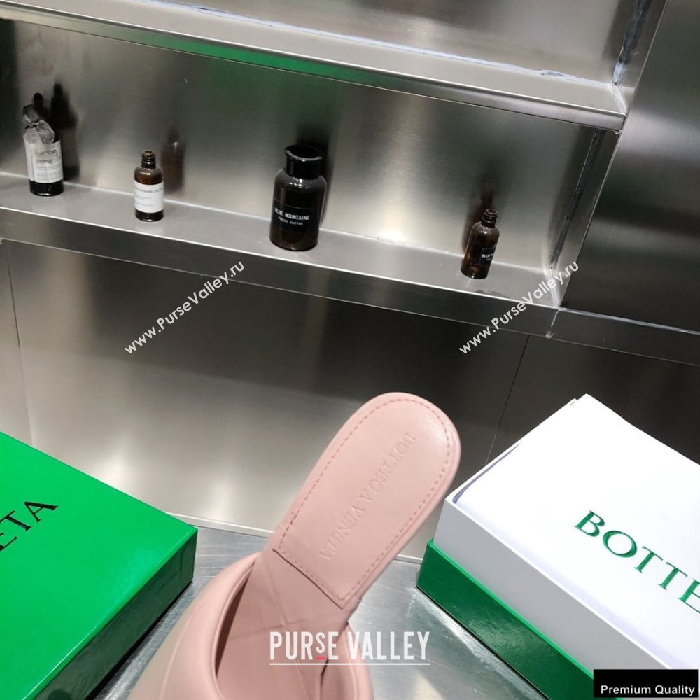 Bottega Veneta Heel 9cm Square Sole Quilted The Rubber Lido Mules Sandals Nude Pink 2021 (modeng-21010465)