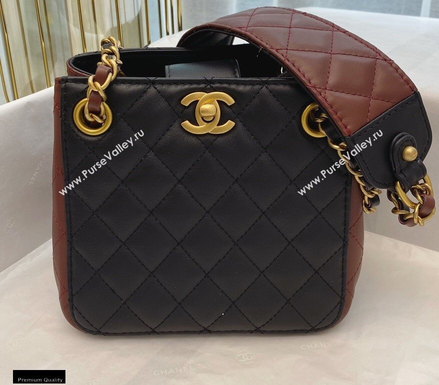 Chanel Calfskin Strap Into Bucket Bag AS2230 Black/Brown 2020 (smjd-21010506)