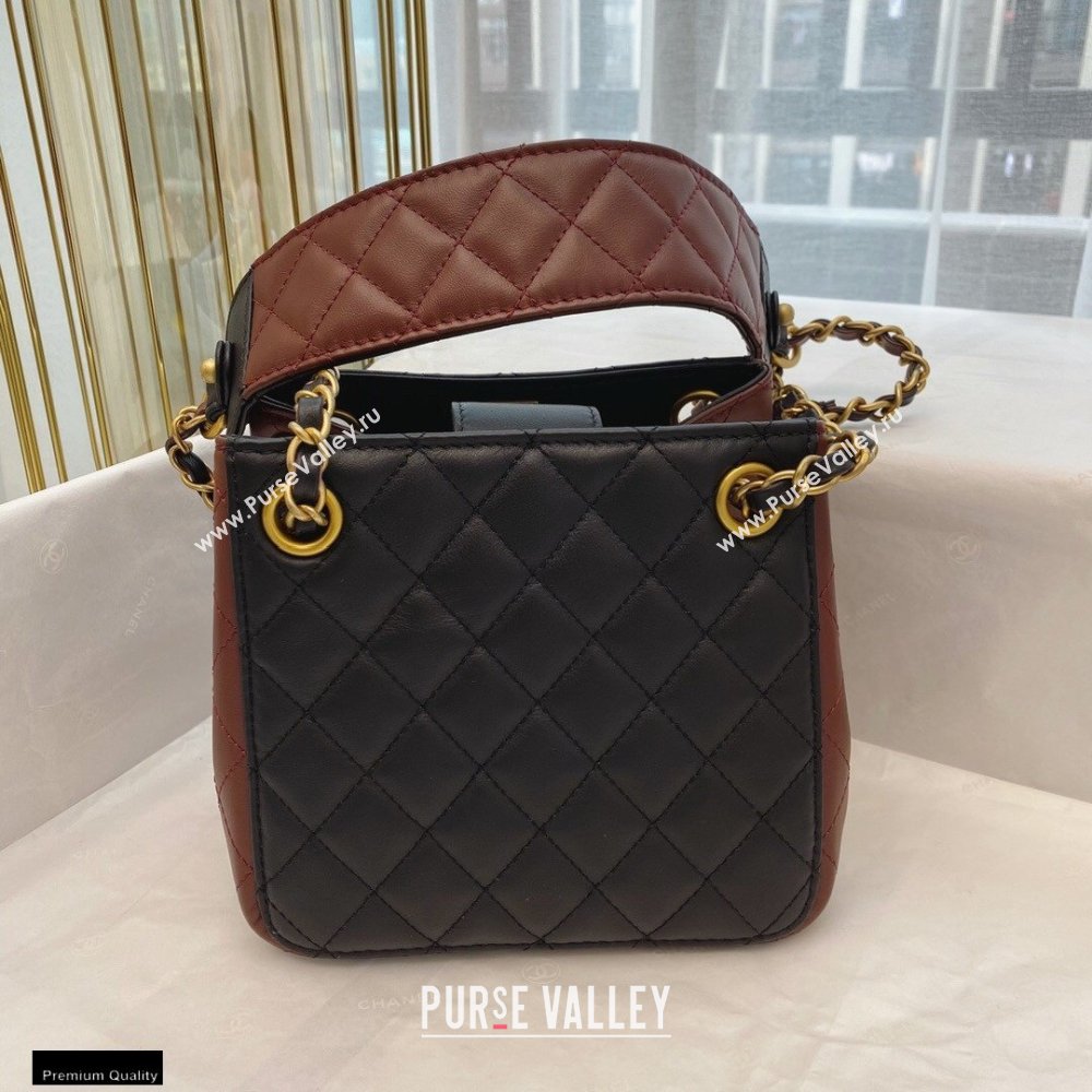 Chanel Calfskin Strap Into Bucket Bag AS2230 Black/Brown 2020 (smjd-21010506)