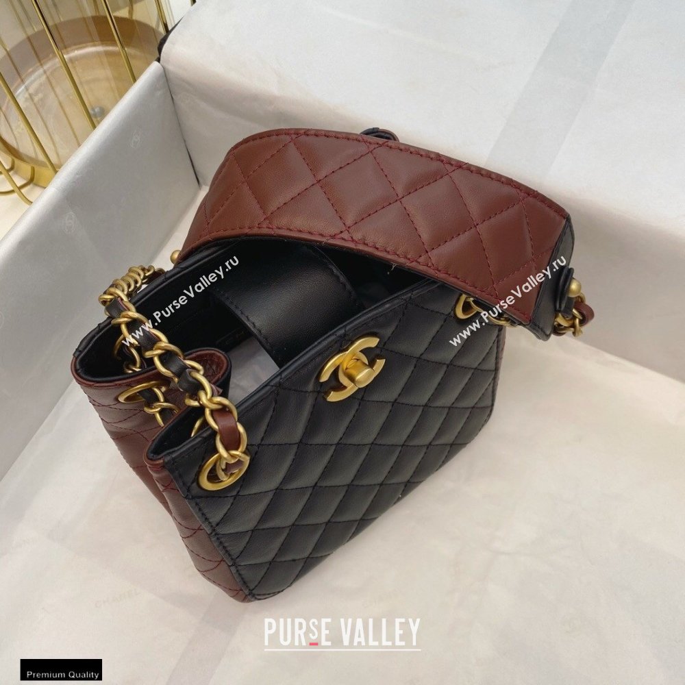 Chanel Calfskin Strap Into Bucket Bag AS2230 Black/Brown 2020 (smjd-21010506)