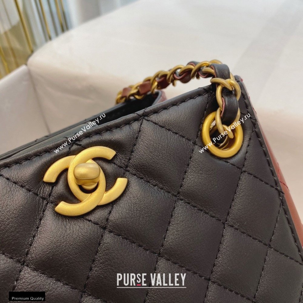 Chanel Calfskin Strap Into Bucket Bag AS2230 Black/Brown 2020 (smjd-21010506)