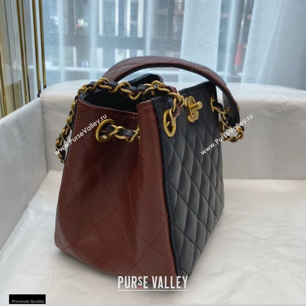 Chanel Calfskin Strap Into Bucket Bag AS2230 Black/Brown 2020 (smjd-21010506)
