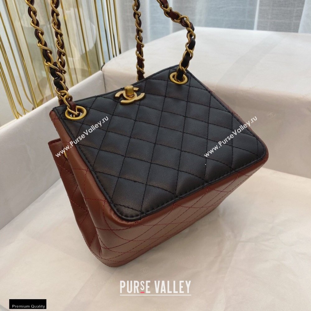Chanel Calfskin Strap Into Bucket Bag AS2230 Black/Brown 2020 (smjd-21010506)