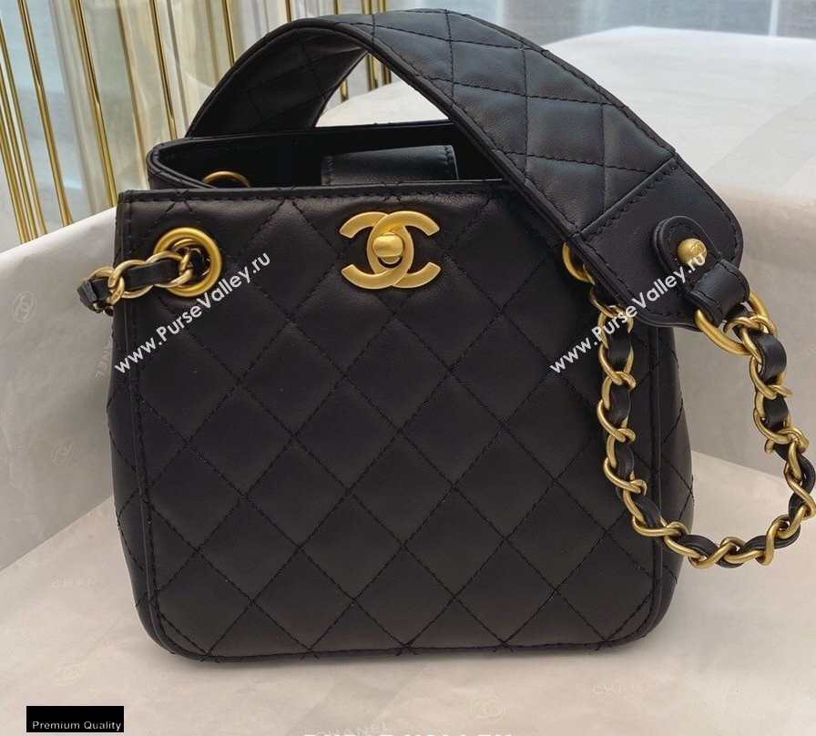 Chanel Calfskin Strap Into Bucket Bag AS2230 Black 2020 (smjd-21010505)