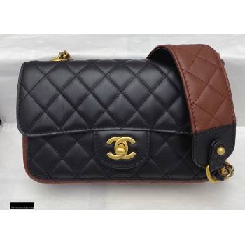 Chanel Calfskin Strap Into Small Flap Bag AS2228 Black/Brown 2020 (smjd-21010504)