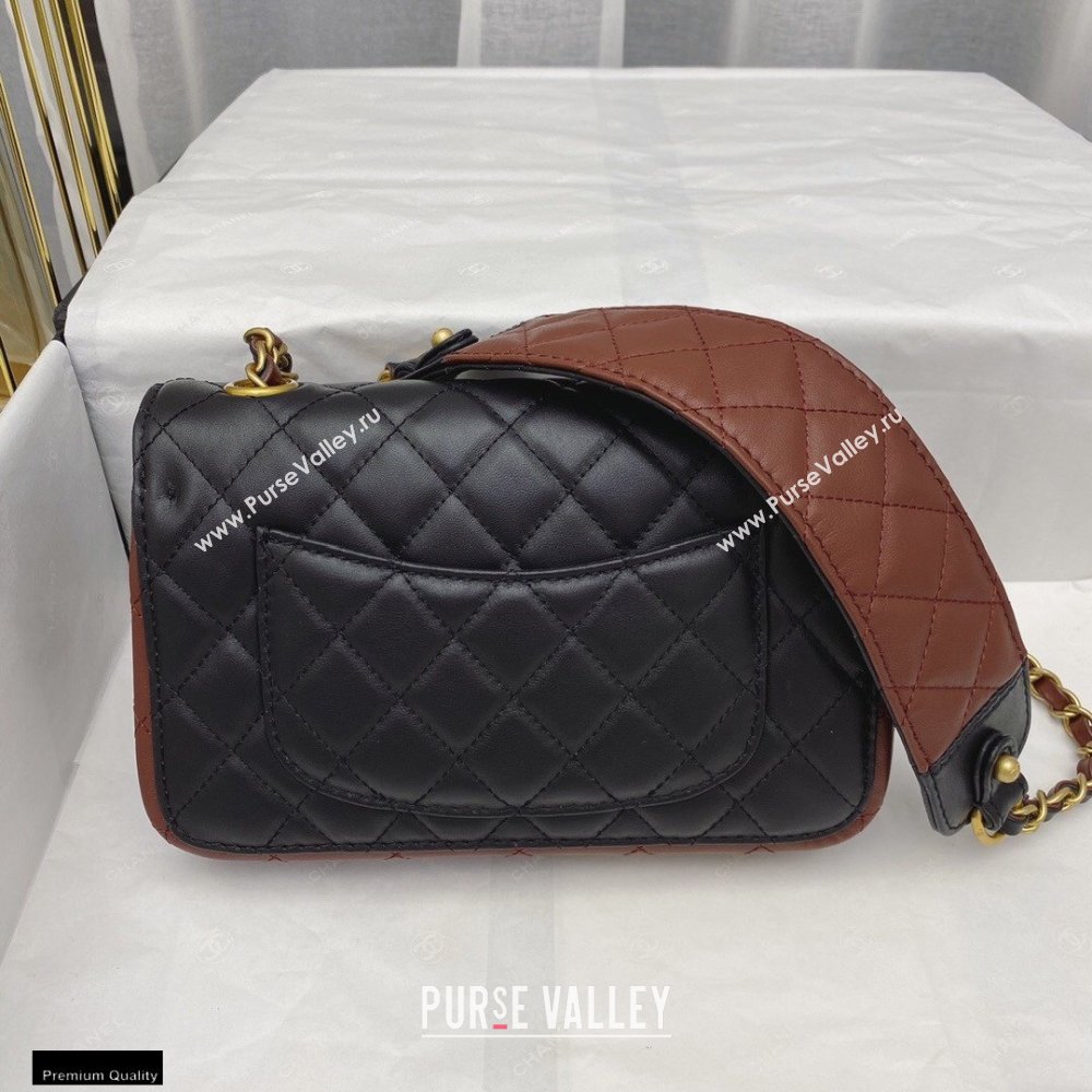 Chanel Calfskin Strap Into Small Flap Bag AS2228 Black/Brown 2020 (smjd-21010504)
