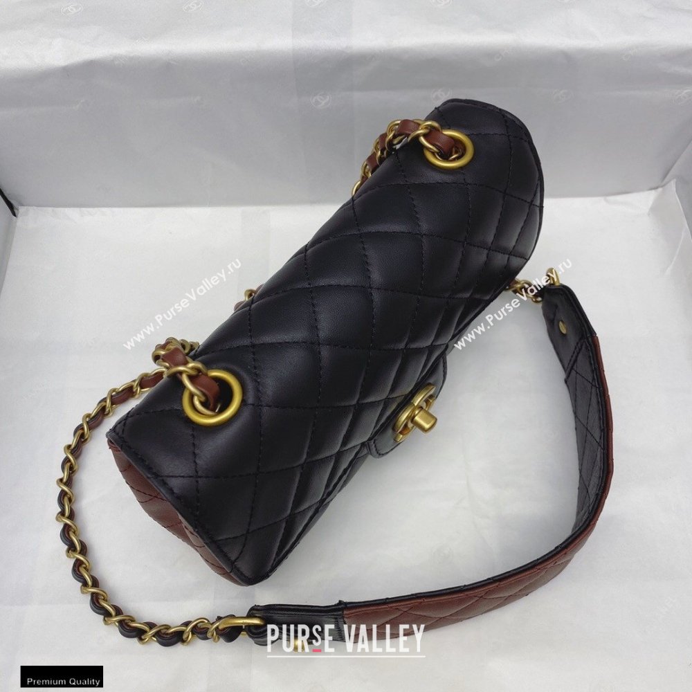Chanel Calfskin Strap Into Small Flap Bag AS2228 Black/Brown 2020 (smjd-21010504)