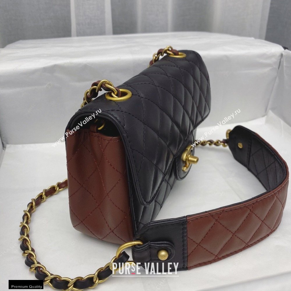 Chanel Calfskin Strap Into Small Flap Bag AS2228 Black/Brown 2020 (smjd-21010504)
