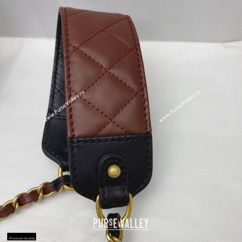 Chanel Calfskin Strap Into Small Flap Bag AS2228 Black/Brown 2020 (smjd-21010504)