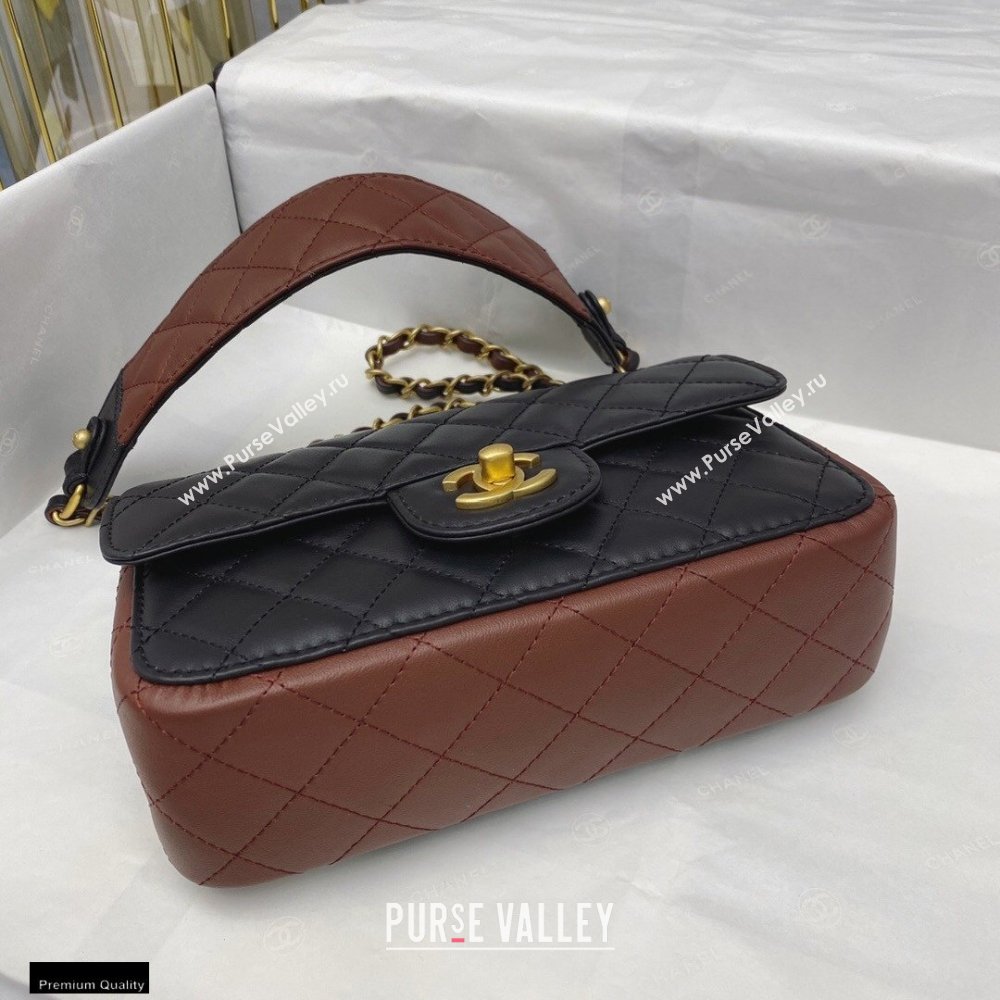 Chanel Calfskin Strap Into Small Flap Bag AS2228 Black/Brown 2020 (smjd-21010504)