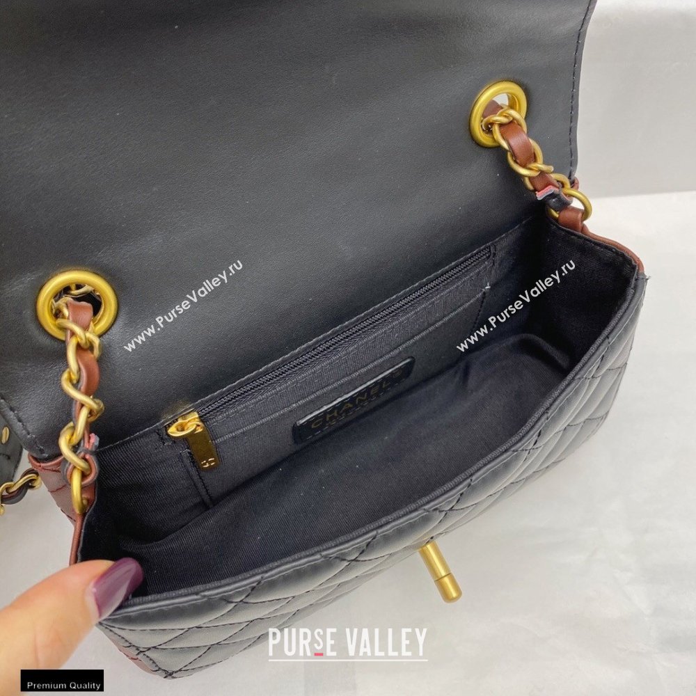 Chanel Calfskin Strap Into Small Flap Bag AS2228 Black/Brown 2020 (smjd-21010504)