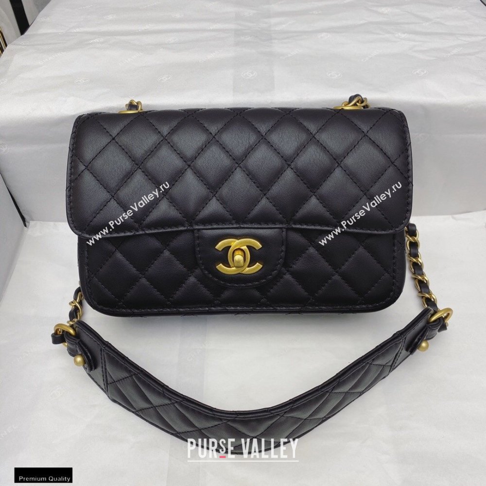 Chanel Calfskin Strap Into Small Flap Bag AS2228 Black 2020 (smjd-21010503)