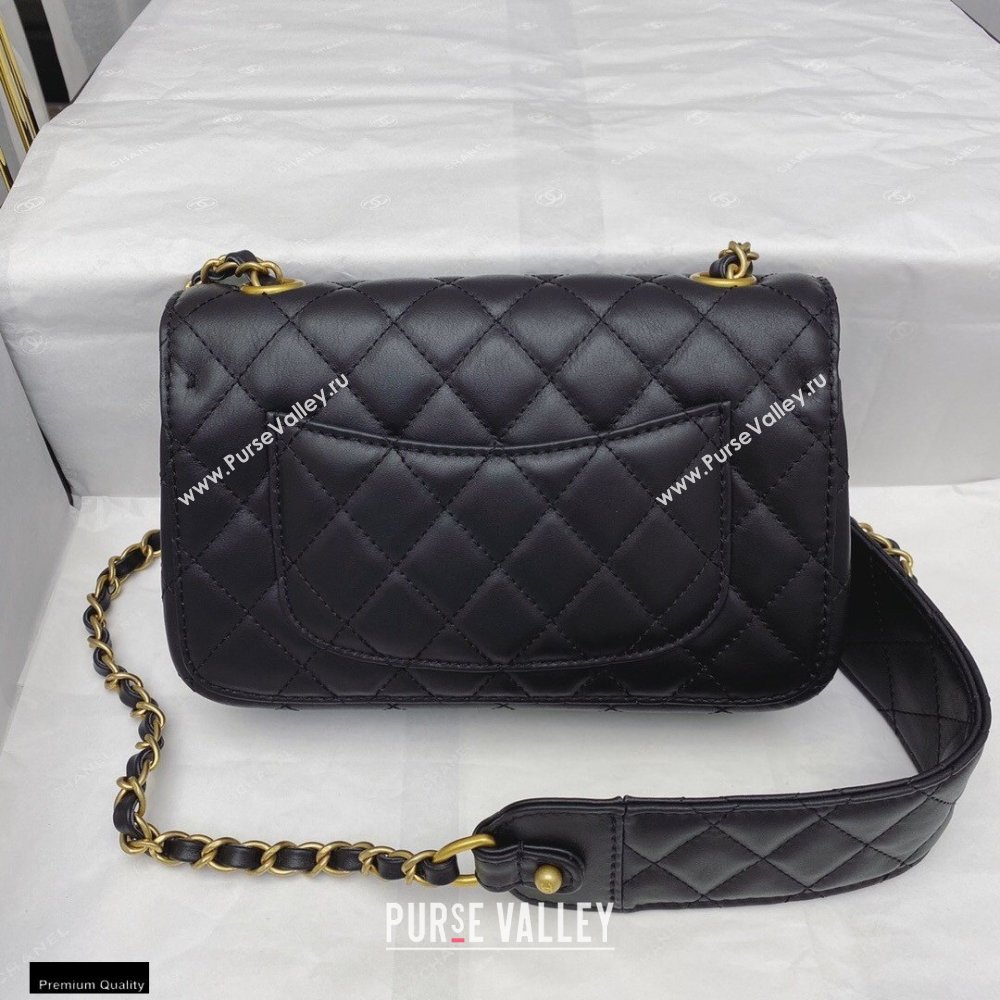 Chanel Calfskin Strap Into Small Flap Bag AS2228 Black 2020 (smjd-21010503)