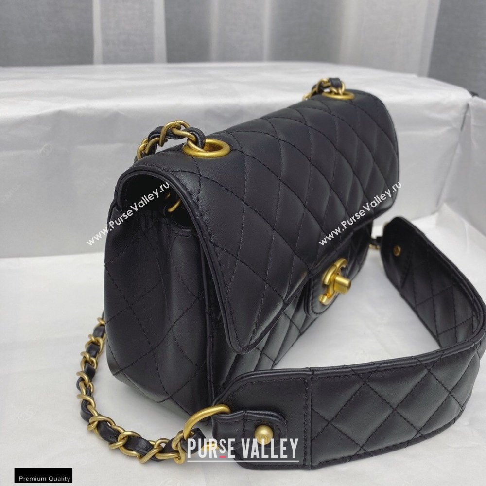Chanel Calfskin Strap Into Small Flap Bag AS2228 Black 2020 (smjd-21010503)