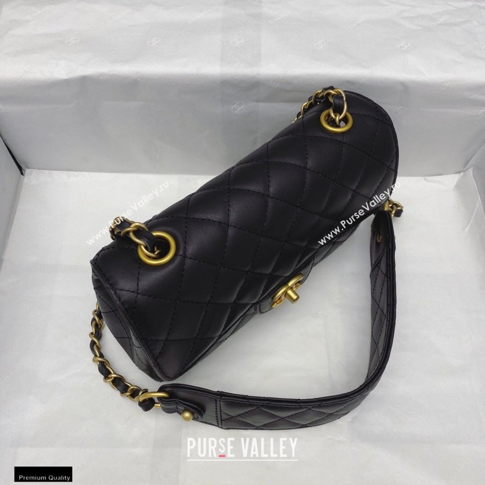Chanel Calfskin Strap Into Small Flap Bag AS2228 Black 2020 (smjd-21010503)