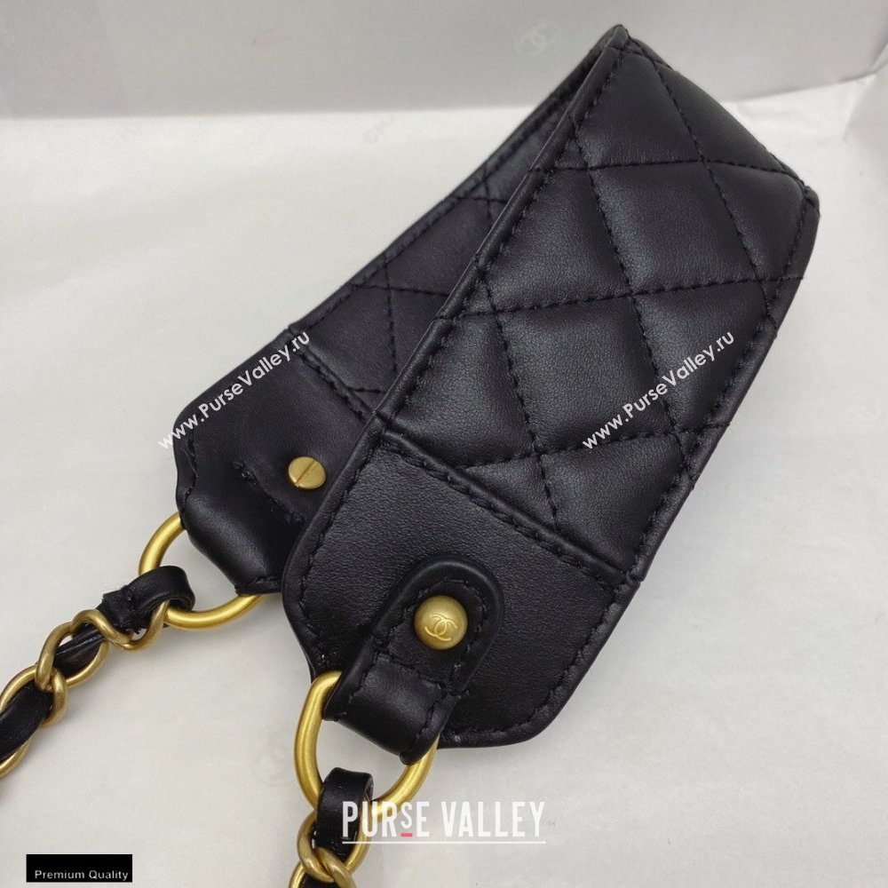 Chanel Calfskin Strap Into Small Flap Bag AS2228 Black 2020 (smjd-21010503)