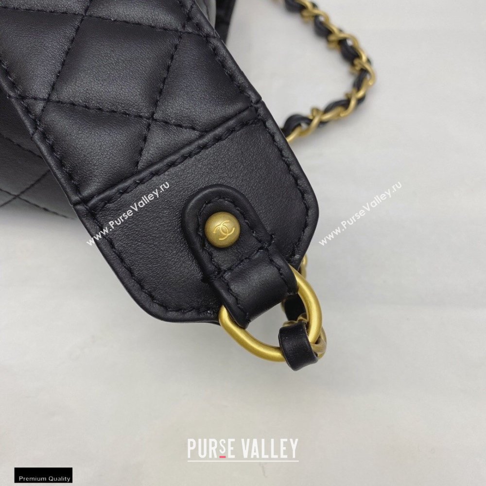 Chanel Calfskin Strap Into Small Flap Bag AS2228 Black 2020 (smjd-21010503)