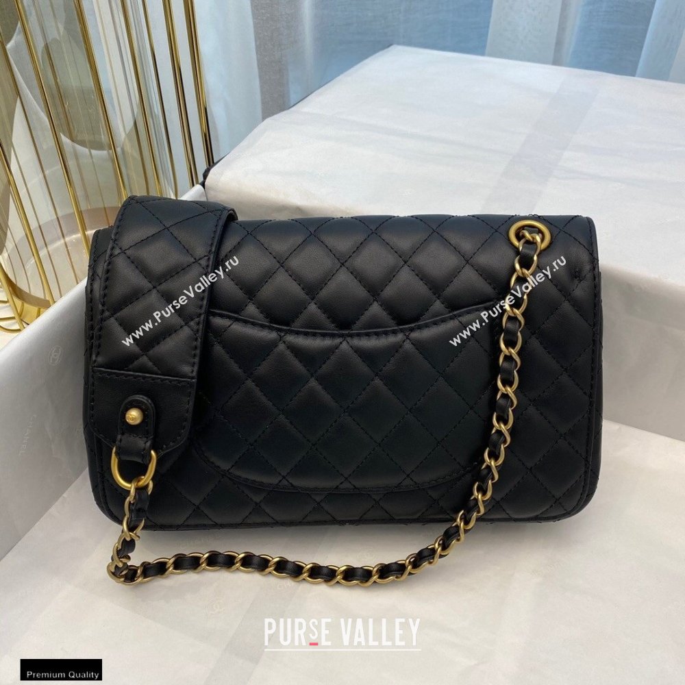 Chanel Calfskin Strap Into Flap Bag AS2229 Black 2020 (smjd-21010501)
