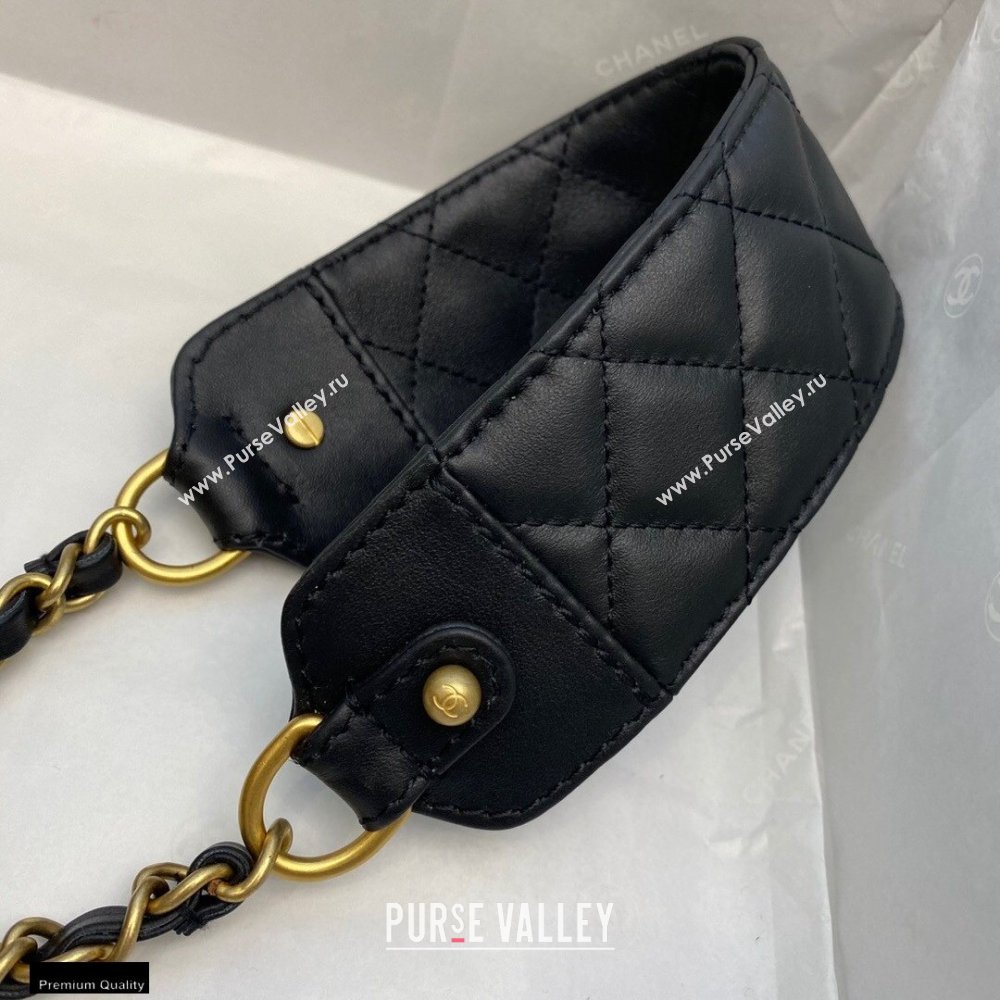 Chanel Calfskin Strap Into Flap Bag AS2229 Black 2020 (smjd-21010501)