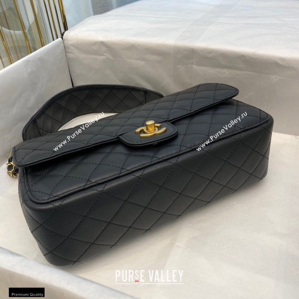 Chanel Calfskin Strap Into Flap Bag AS2229 Black 2020 (smjd-21010501)