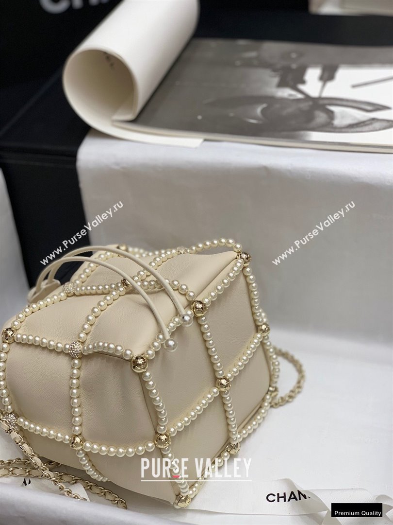 Chanel Drawstring Bucket Small Bag with Pearl Chain AS2314 Beige 2021 (jiyuan-21010510)