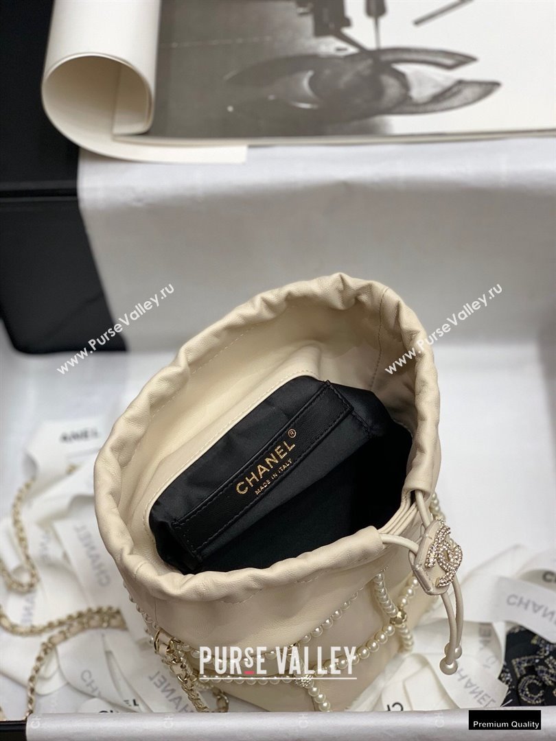 Chanel Drawstring Bucket Small Bag with Pearl Chain AS2314 Beige 2021 (jiyuan-21010510)