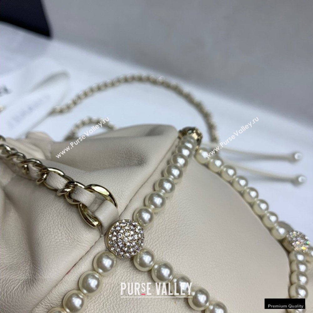 Chanel Drawstring Bucket Small Bag with Pearl Chain AS2314 Beige 2021 (jiyuan-21010510)