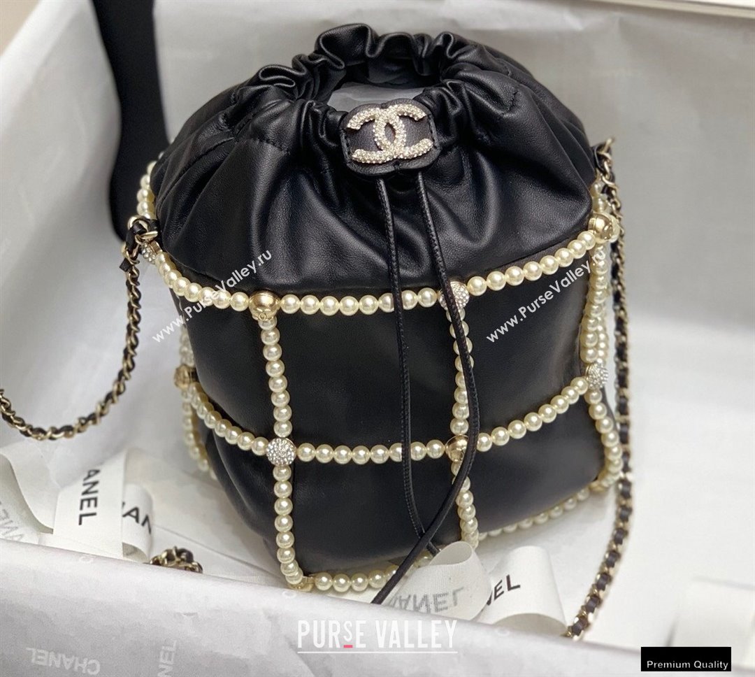 Chanel Drawstring Bucket Small Bag with Pearl Chain AS2314 Black 2021 (jiyuan-21010508)